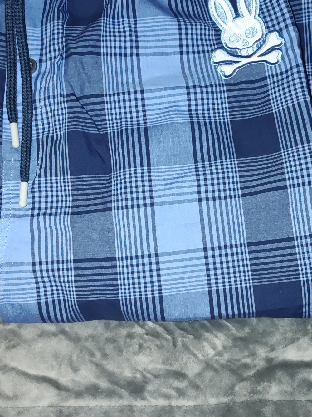 Psycho Bunny Men's Blue Plaid Pajama Bottoms